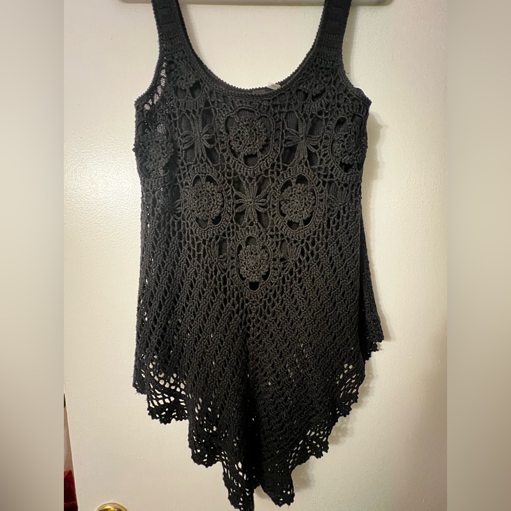 Max-B Black Crochet Tank